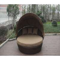 round rattan double beach sun bed