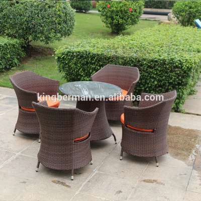 Outdoor Classic Rattan Dining Table Set Modern Restaurant Table and Chairs Leisure Rattan Dining Set