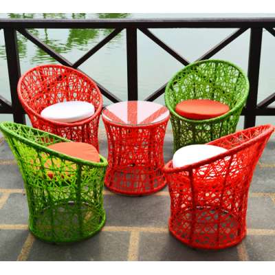 Wicker Garden Furniture Restaurant Dining Table and Chairs Set