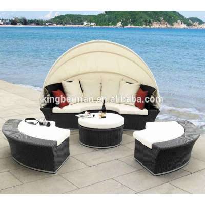 Outdoor Furniture Sunbed Sofa Beach Sun Lounger with shade Poolish Lounger Sofa