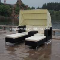 Outdoor Furniture Double Sun Loungers Beach Sunbed Sofa Sun Lounger with Shade