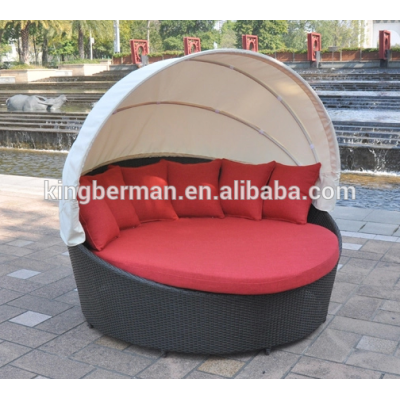 Outdoor Furniture Big Round Sunbed with ceiling Beach Bed Sun Lounge